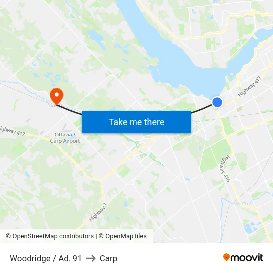 Woodridge / Ad. 91 to Carp map