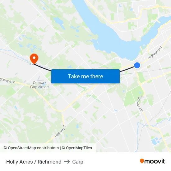 Holly Acres / Richmond to Carp map