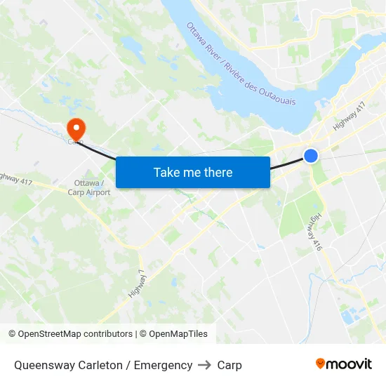 Queensway Carleton / Emergency to Carp map