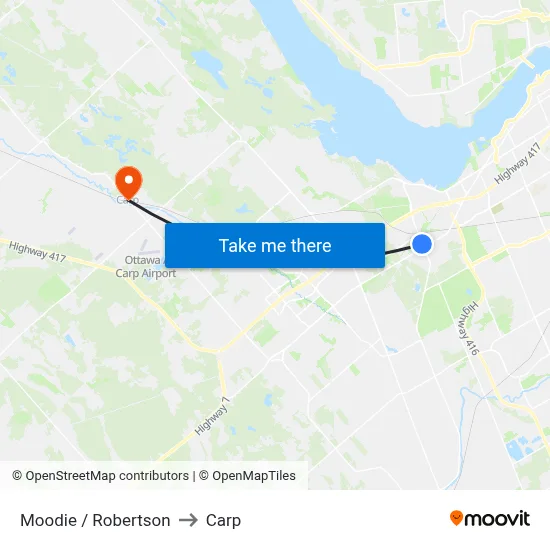 Moodie / Robertson to Carp map