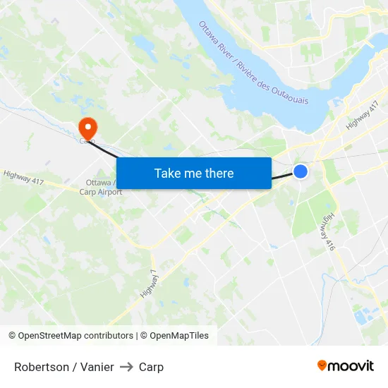 Robertson / Vanier to Carp map