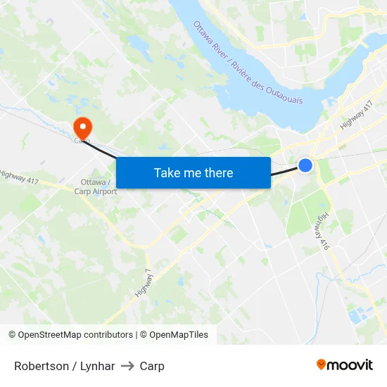 Robertson / Lynhar to Carp map