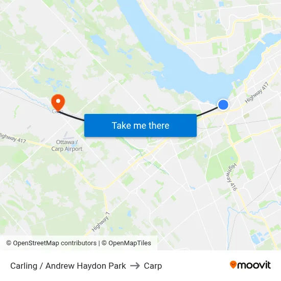 Carling / Andrew Haydon Park to Carp map