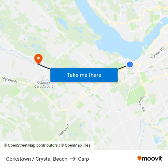 Corkstown / Crystal Beach to Carp map
