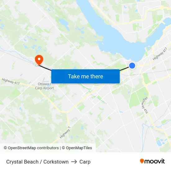 Crystal Beach / Corkstown to Carp map