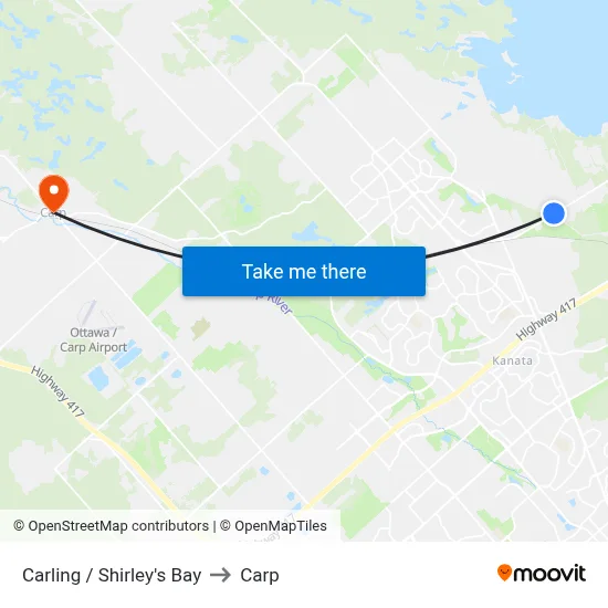 Carling / Shirley's Bay to Carp map