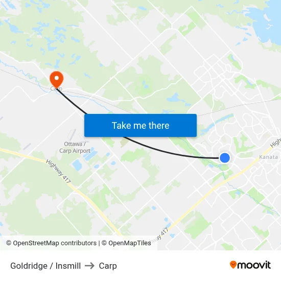 Goldridge / Insmill to Carp map