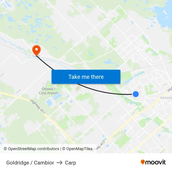 Goldridge / Cambior to Carp map