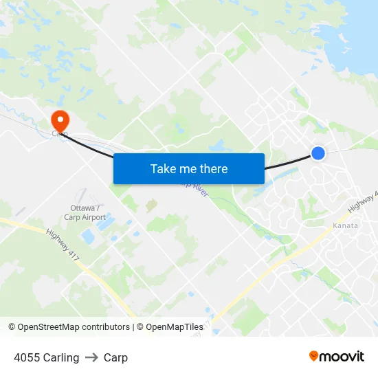 4055 Carling to Carp map