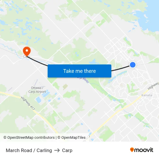 March Road / Carling to Carp map