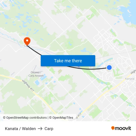 Kanata / Walden to Carp map