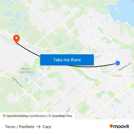 Teron / Penfield to Carp map