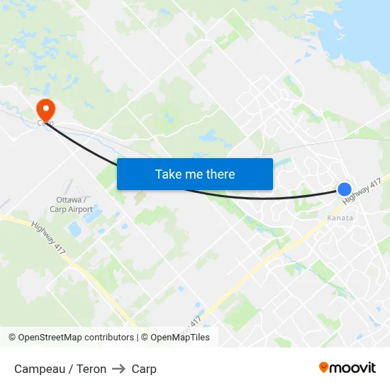 Campeau / Teron to Carp map