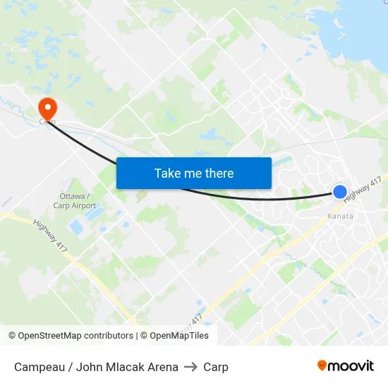 Campeau / John Mlacak Arena to Carp map