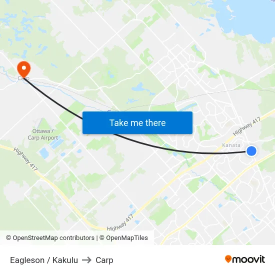 Eagleson / Kakulu to Carp map