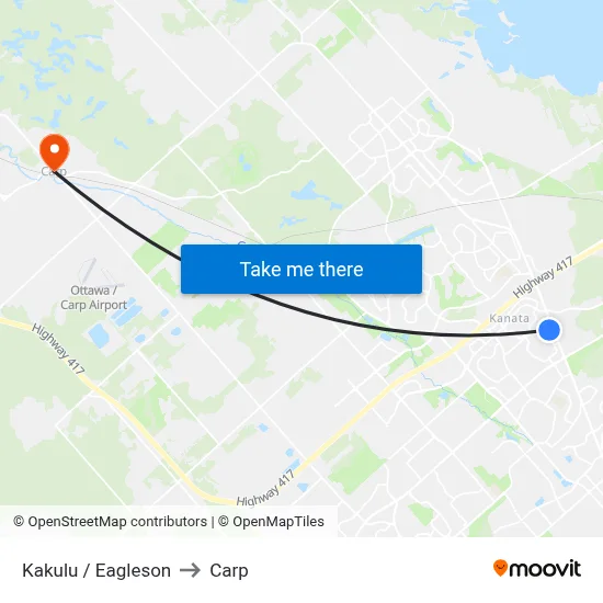Kakulu / Eagleson to Carp map