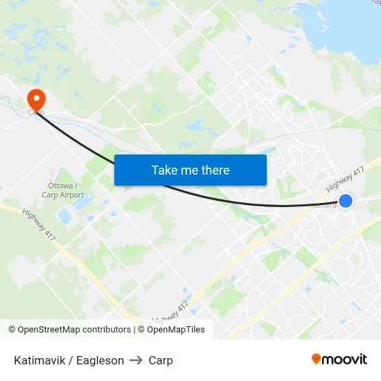 Katimavik / Eagleson to Carp map