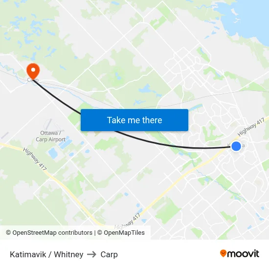 Katimavik / Whitney to Carp map