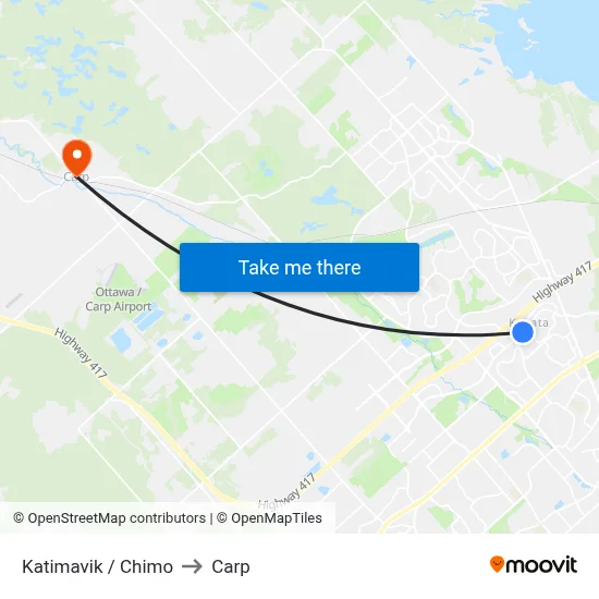 Katimavik / Chimo to Carp map