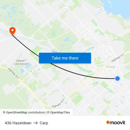 436 Hazeldean to Carp map