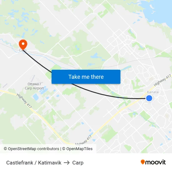 Castlefrank / Katimavik to Carp map