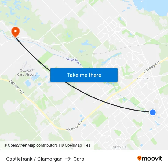 Castlefrank / Glamorgan to Carp map