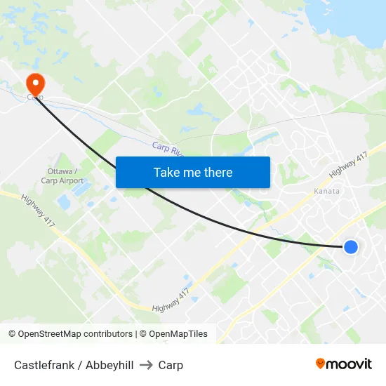 Castlefrank / Abbeyhill to Carp map