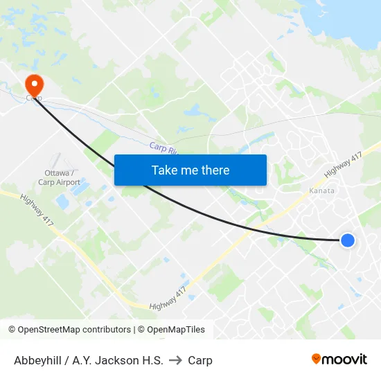 Abbeyhill / A.Y. Jackson H.S. to Carp map