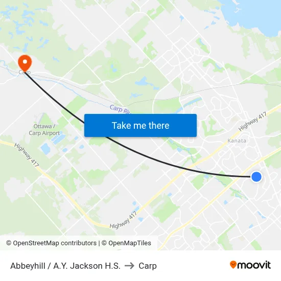 Abbeyhill / A.Y. Jackson H.S. to Carp map