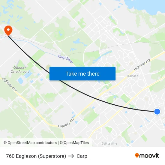 760 Eagleson (Superstore) to Carp map