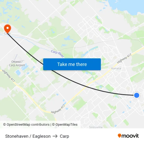 Stonehaven / Eagleson to Carp map