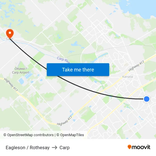 Eagleson / Rothesay to Carp map