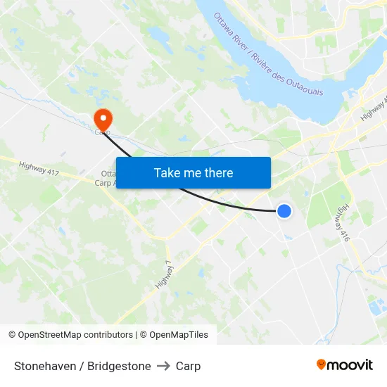 Stonehaven / Bridgestone to Carp map