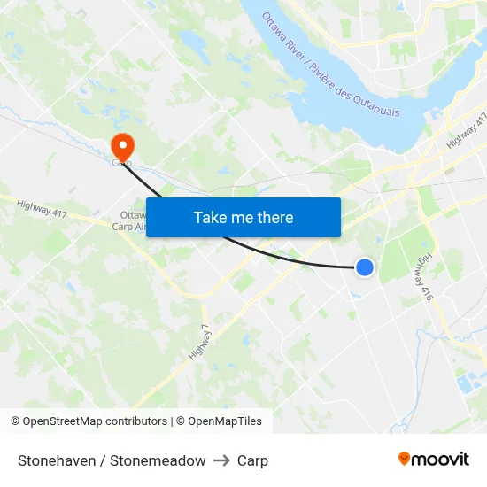 Stonehaven / Stonemeadow to Carp map