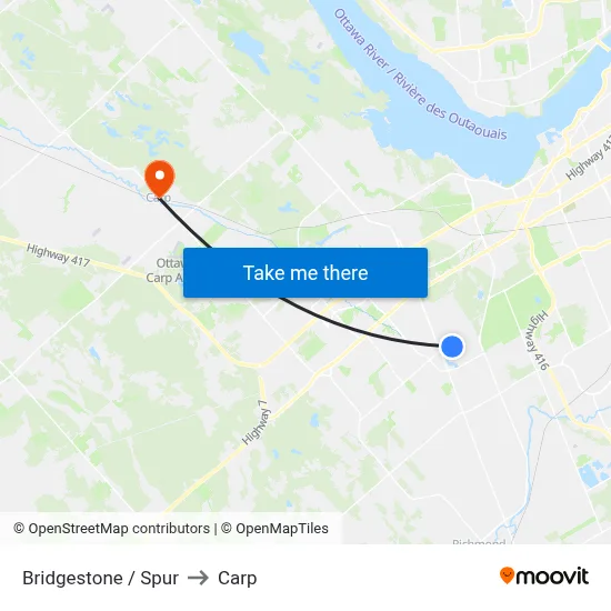 Bridgestone / Spur to Carp map