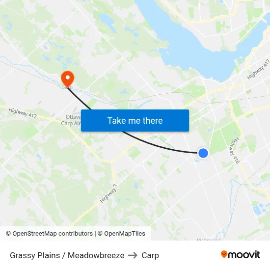 Grassy Plains / Meadowbreeze to Carp map