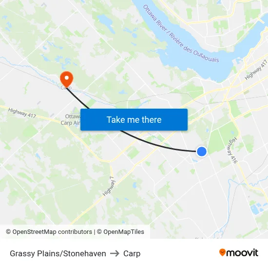 Grassy Plains/Stonehaven to Carp map