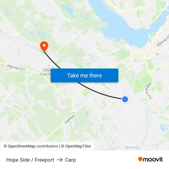 Hope Side / Freeport to Carp map