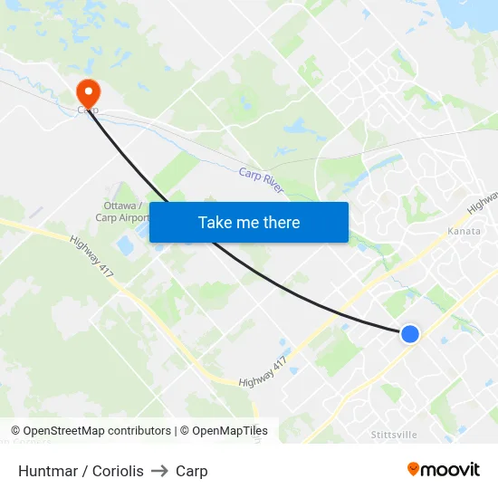 Huntmar / Coriolis to Carp map