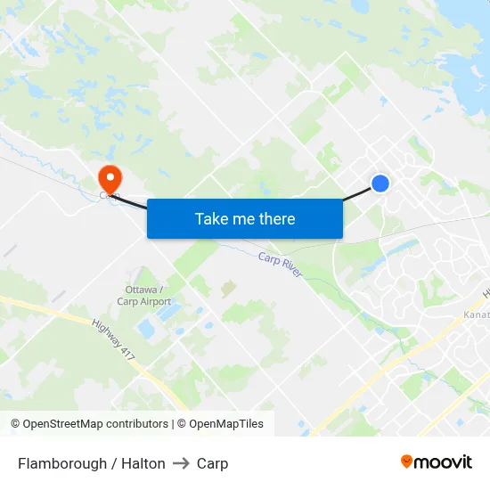 Flamborough / Halton to Carp map