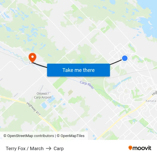 Terry Fox / March to Carp map