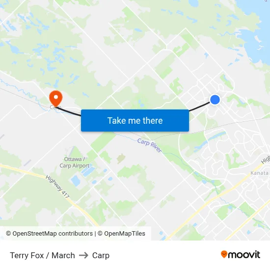 Terry Fox / March to Carp map
