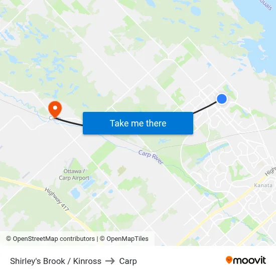 Shirley's Brook / Kinross to Carp map