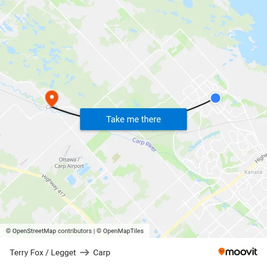 Terry Fox / Legget to Carp map
