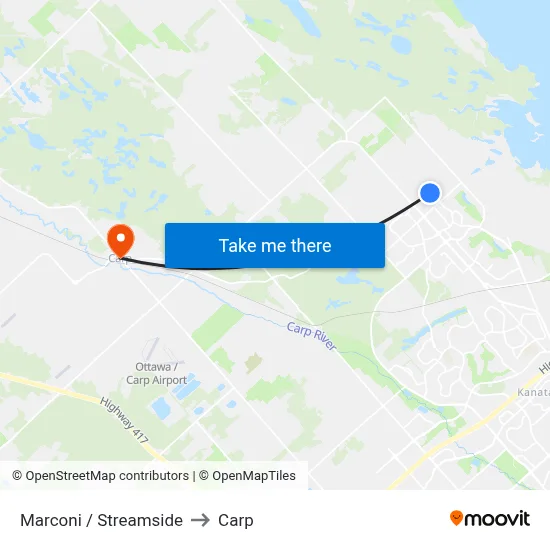 Marconi / Streamside to Carp map