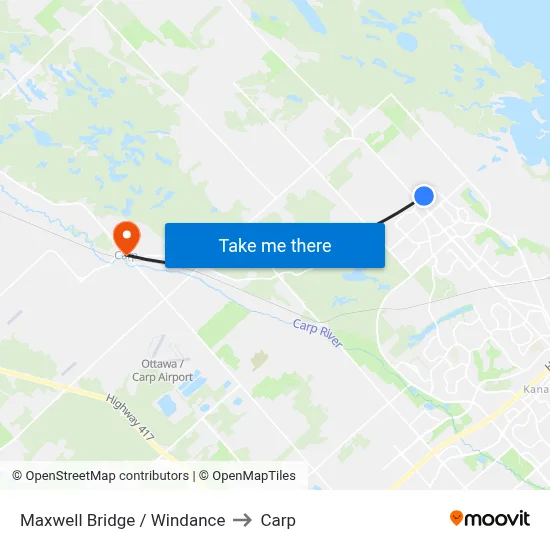 Maxwell Bridge / Windance to Carp map