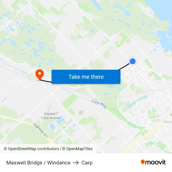 Maxwell Bridge / Windance to Carp map