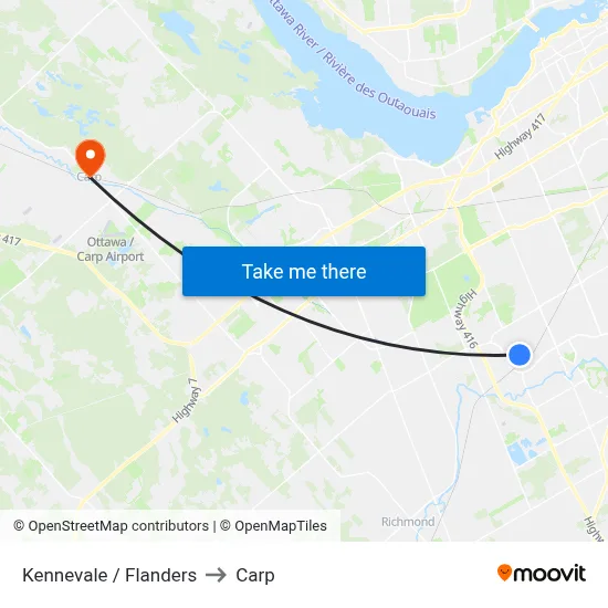 Kennevale / Flanders to Carp map