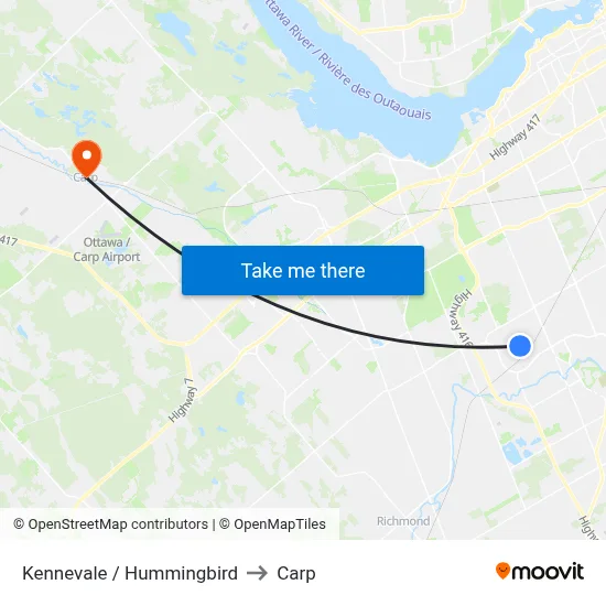 Kennevale / Hummingbird to Carp map