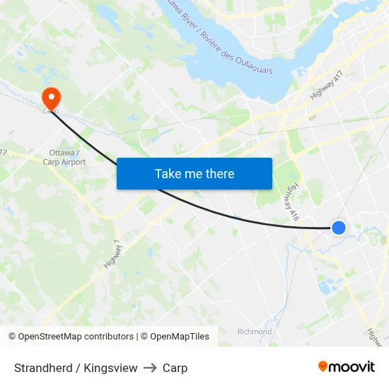 Strandherd / Kingsview to Carp map